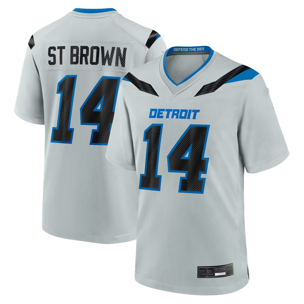 Johmsee D.Lions #14 Amon-Ra St. Brown Silver 2026 Rivalries Collection Game Stitched Jerseys