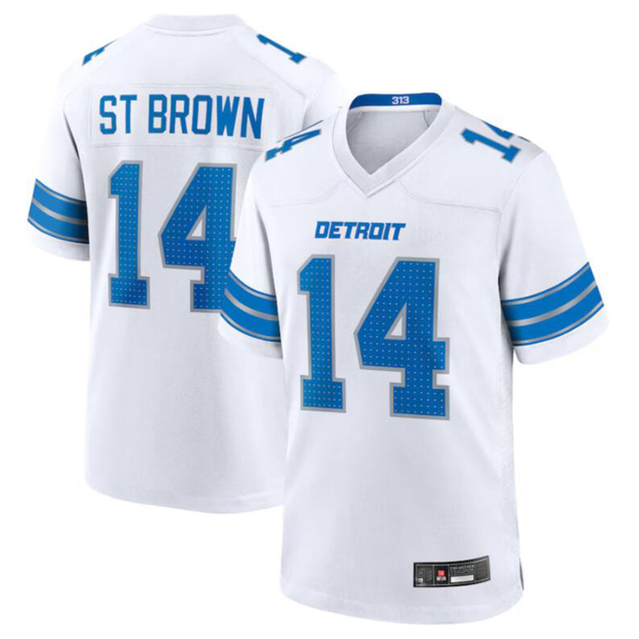 Johmsee D.Lions #14 Amon-Ra St. Brown White Game Jersey American Stitched Jerseys