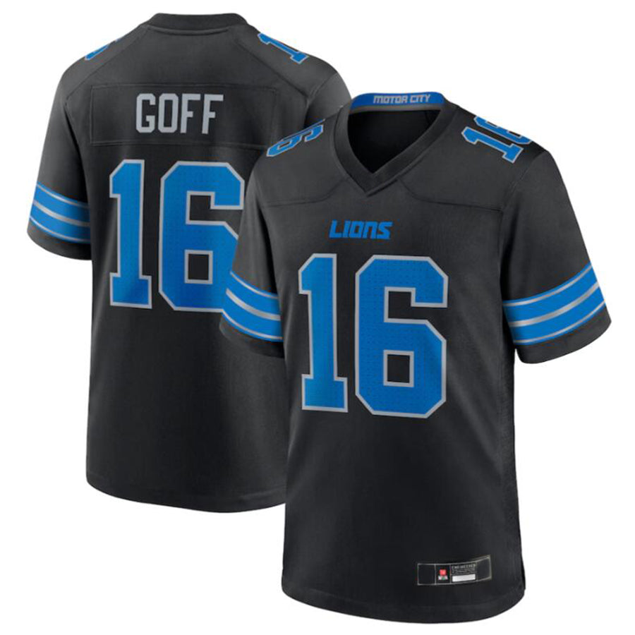Johmsee D.Lions #16 Jared Goff Black 2nd Alternate Game Jersey American Stitched Jerseys