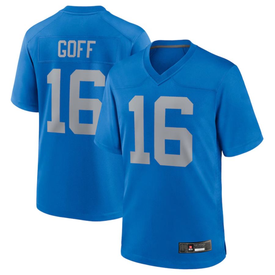 Johmsee D.Lions #16 Jared Goff Blue Alternate Game Jersey Blue Player Stitched Jerseys