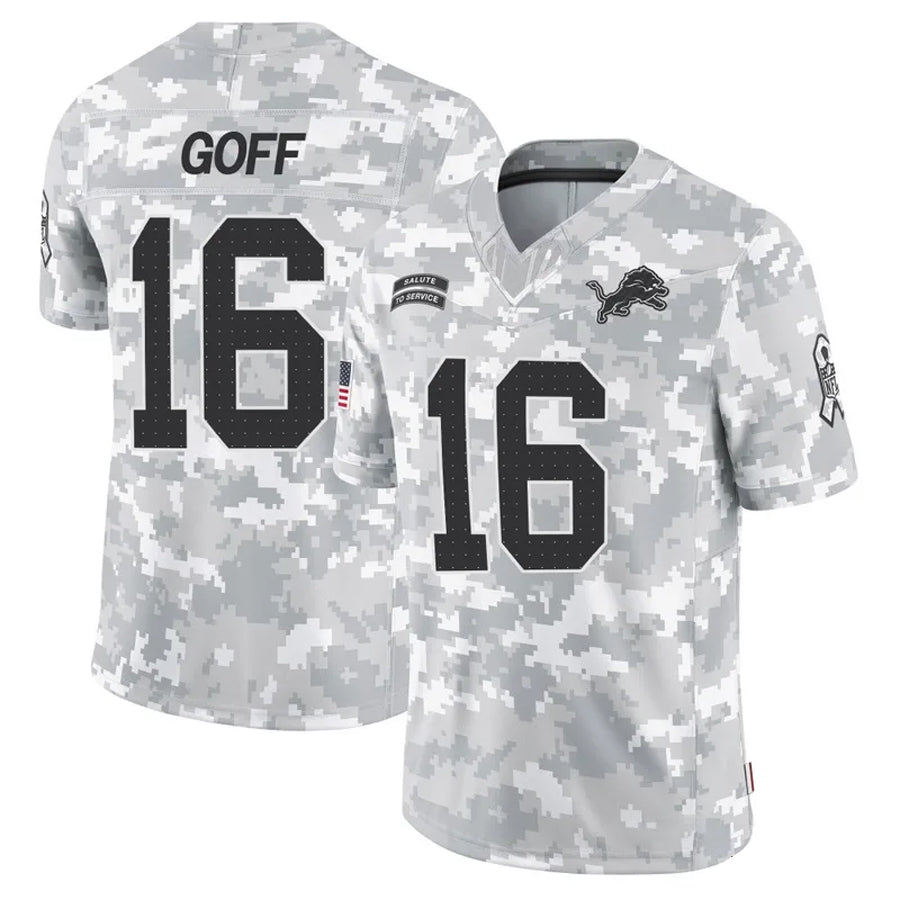 Johmsee D.Lions #16 Jared Goff Player Arctic Camo Salute to Service Limited Stitched Jerseys