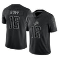 Johmsee D.Lions #16 Jared Goff Player Black REFLECTIVE Limited Stitched Jerseys