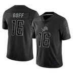 Johmsee D.Lions #16 Jared Goff Player Black REFLECTIVE Limited Stitched Jerseys