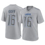 Johmsee D.Lions #16 Jared Goff Player Gray Atmosphere Fashion Home Game Stitched Jerseys