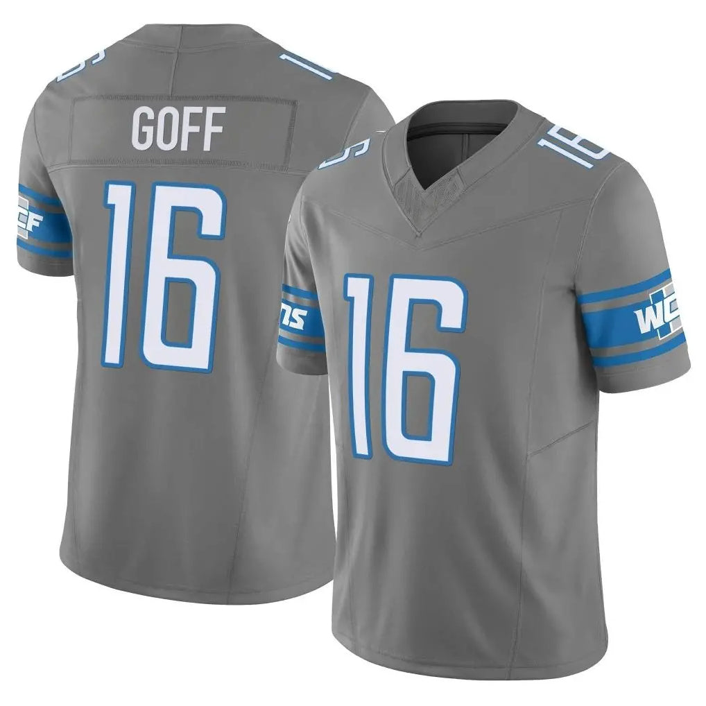 Johmsee D.Lions #16 Jared Goff Player Gray Vapor F.U.S.E. Limited Home Game Stitched Jerseys