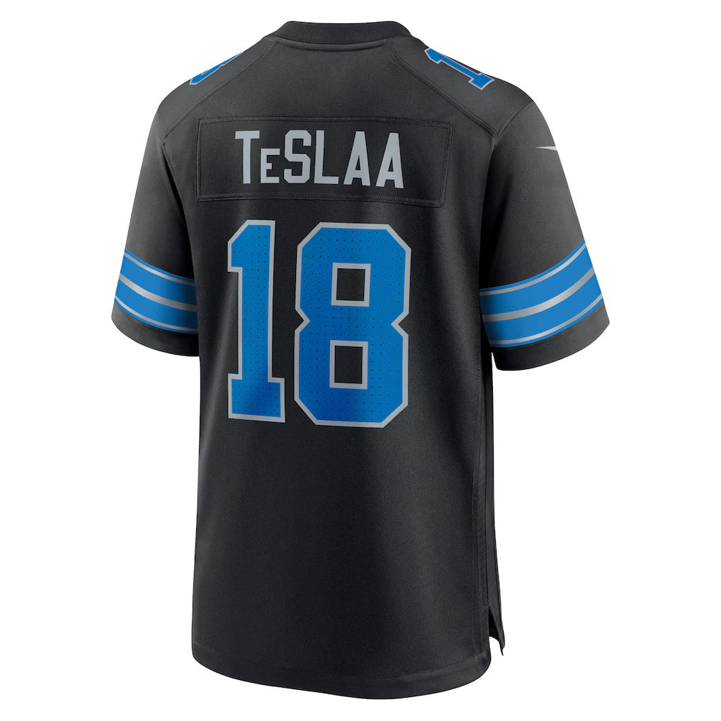 Johmsee D.Lions #18 Isaac TeSlaa Black Alternate Game Player Stitched Jerseys