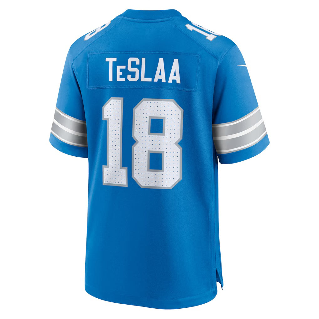Johmsee D.Lions #18 Isaac TeSlaa Blue Game Player Jersey