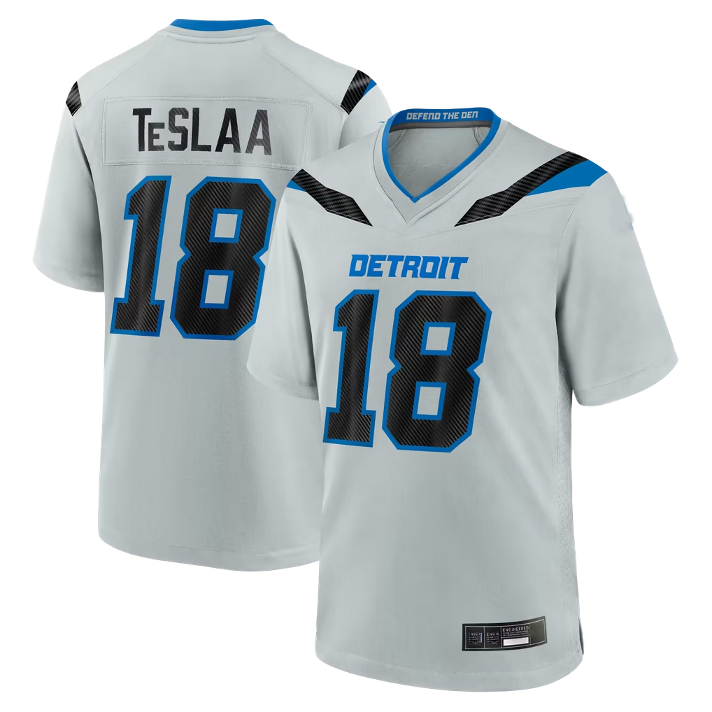 Johmsee D.Lions #18 Isaac TeSlaa Detroit Silver 2026 Rivalries Collection Game Stitched Jerseys