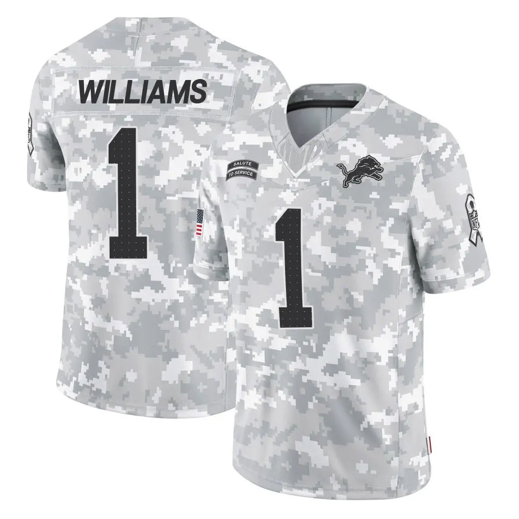 Johmsee D.Lions #1 Jameson Williams Player Arctic Camo Salute To Service Limited Stitched Jerseys