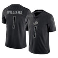 Johmsee D.Lions #1 Jameson Williams Player Black Reflective Limited Home Game Stitched Jerseys