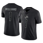 Johmsee D.Lions #1 Jameson Williams Player Black Reflective Limited Home Game Stitched Jerseys