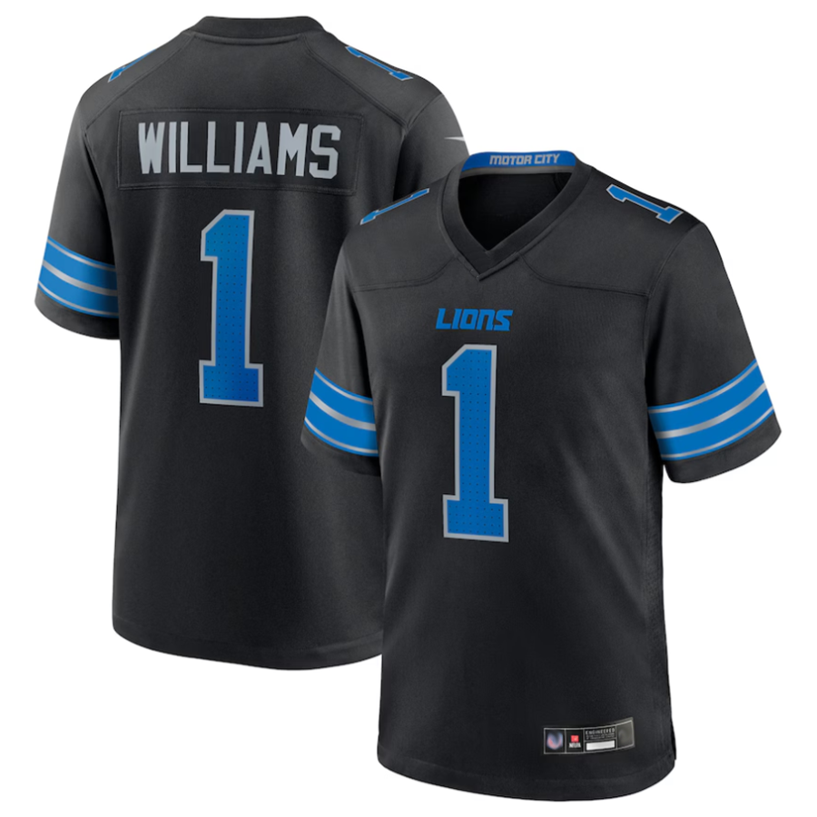 Johmsee D.Lions #1 Jameson Williams Player Black Replica Game Stitched Jerseys