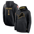 Johmsee D.Lions #1 Jameson Williams Player Black Salute to Service Hoodies Limited Game Stitched Jerseys