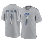 Johmsee D.Lions #1 Jameson Williams Player Gray Atmosphere Fashion Home Game Stitched Jerseys