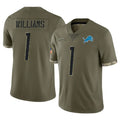 Johmsee D.Lions #1 Jameson Williams Player Olive Salute To Service Limited Stitched Jerseys
