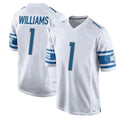 Johmsee D.Lions #1 Jameson Williams Player White Home Game Stitched Jerseys