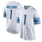Johmsee D.Lions #1 Jameson Williams Player White Home Game Stitched Jerseys