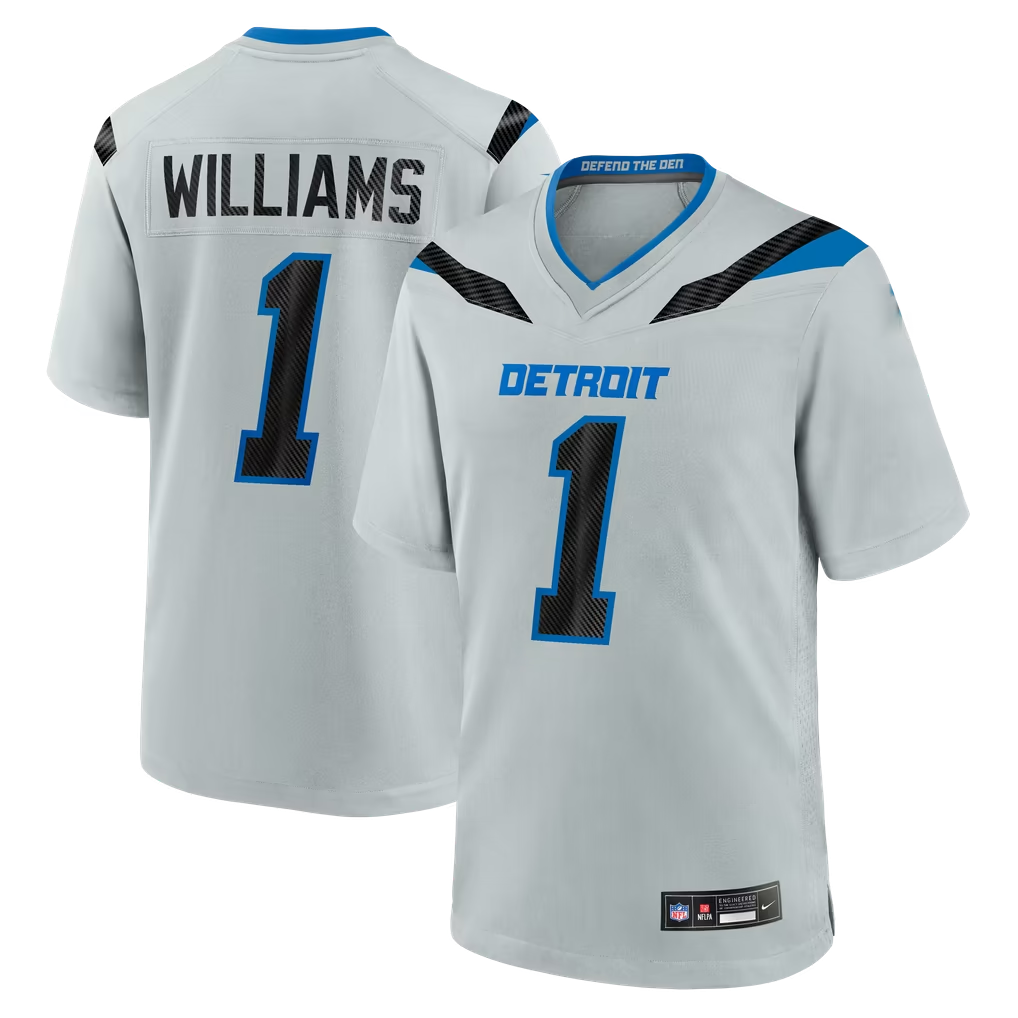 Johmsee D.Lions #1 Jameson Williams Silver 2026 Rivalries Collection Game Stitched Jerseys