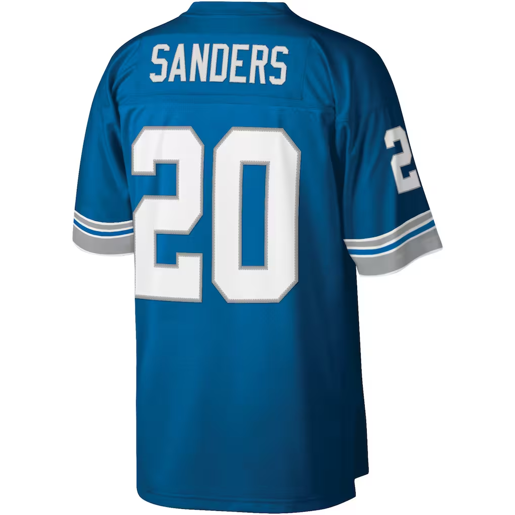 Johmsee D.Lions #20 Barry Sanders Mitchell & Ness Blue Legacy Replica Stitched Puhic Jersey