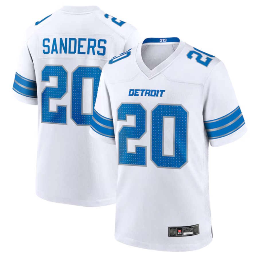 Johmsee D.Lions #20 Barry Sanders Player White Game Stitched Jerseys