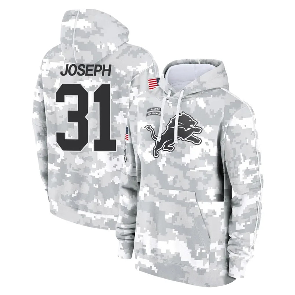 Johmsee D.Lions #31 Kerby Joseph Player Arctic Camo Salute to Service Hoodies Limited Game Stitched Jerseys