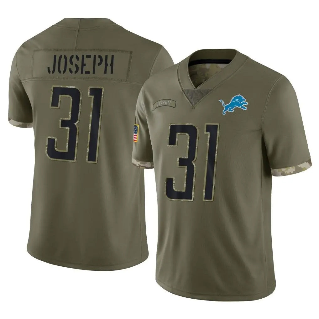 Johmsee D.Lions #31 Kerby Joseph Player Olive Salute To Service Limited Stitched Jerseys