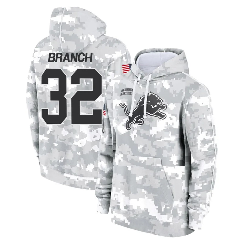 Johmsee D.Lions #32 Brian Branch Player Arctic Camo Salute to Service Hoodies Limited Game Stitched Jerseys
