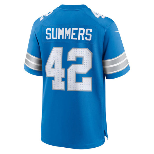 D.Lions #42 Ty Summers Blue Team Game American Football Jersey