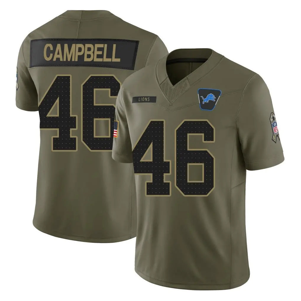 Johmsee D.Lions #46 Jack Campbell Player Olive 2025 Salute To Service Limited Home Game Stitched Jerseys