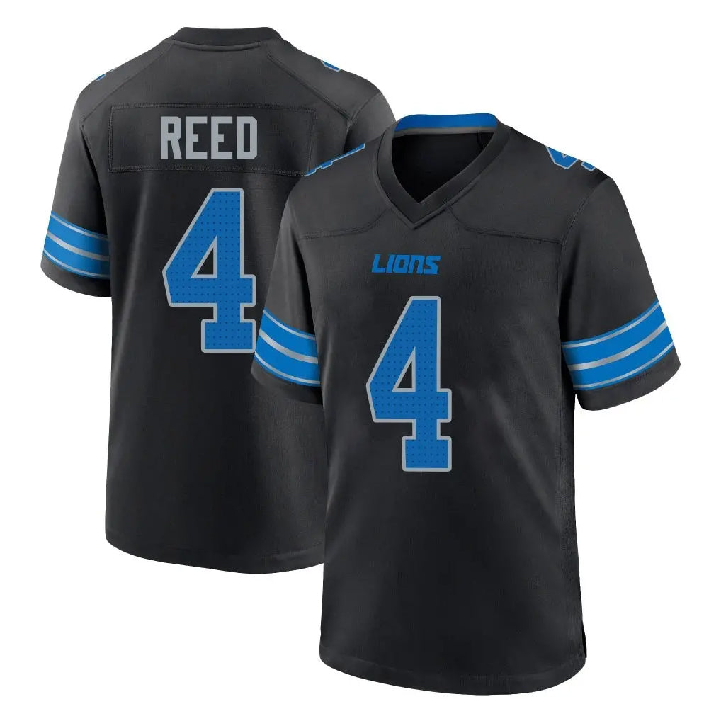 Johmsee D.Lions #4 D.J. Reed Player Black Alternate Home Game Stitched Jerseys