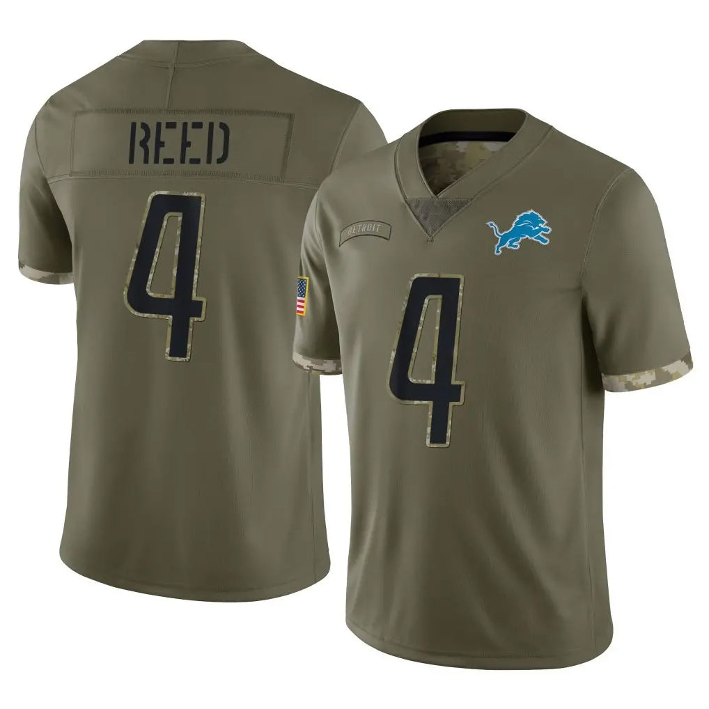 Johmsee D.Lions #4 D.J. Reed Player Olive Salute To Service Limited Stitched Jerseys