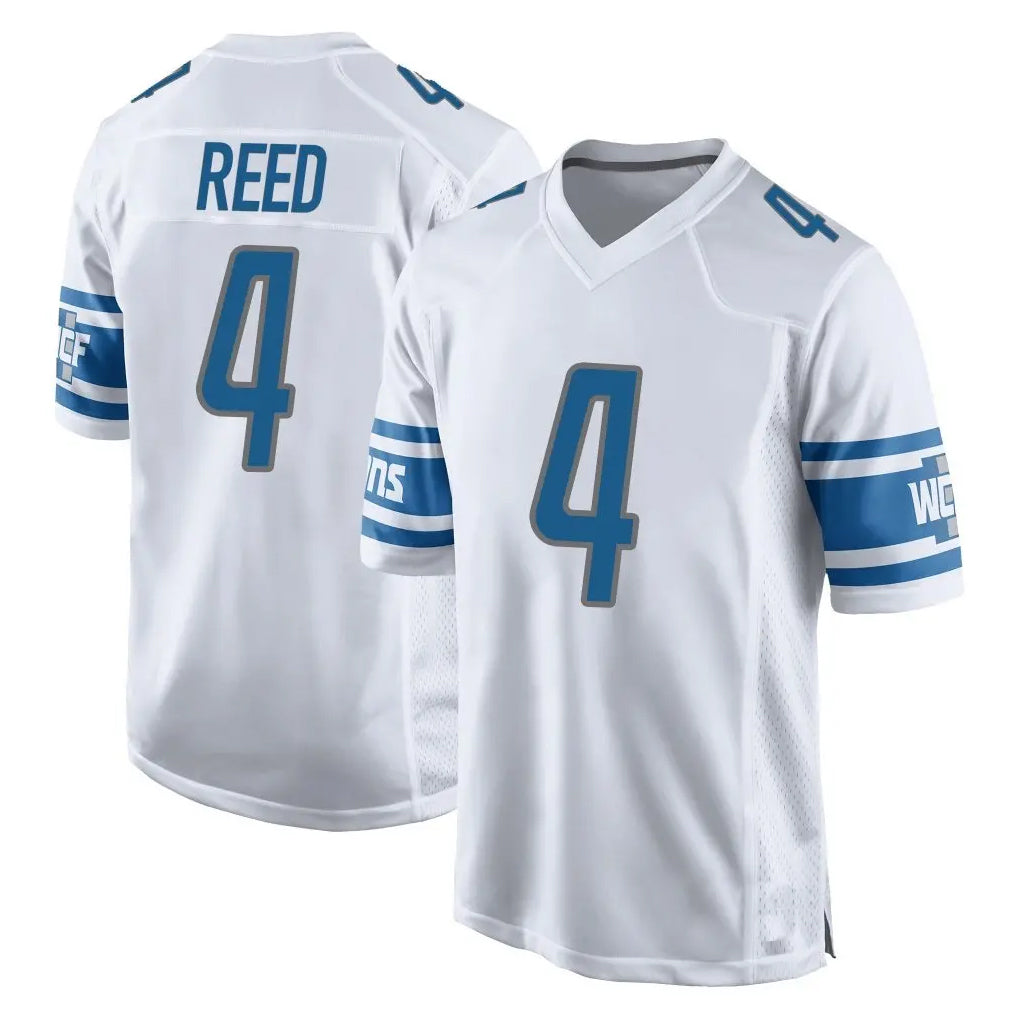 Johmsee D.Lions #4 D.J. Reed Player White Home Game Stitched Jerseys