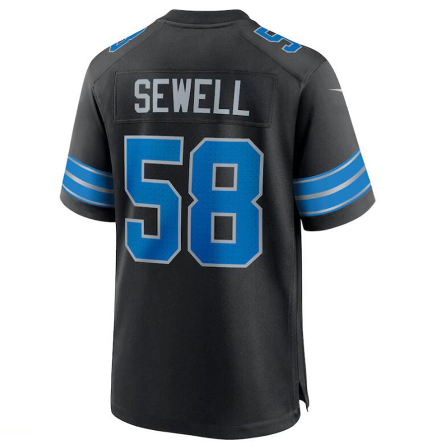 Johmsee D.Lions #58 Penei Sewell Black 2nd Alternate Game Jersey American Stitched Jerseys