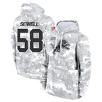 Johmsee D.Lions #58 Penei Sewell Player Arctic Camo Salute to Service Hoodies Limited Game Stitched Jerseys