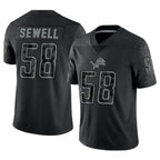Johmsee D.Lions #58 Penei Sewell Player Black REFLECTIVE Limited Stitched Jerseys