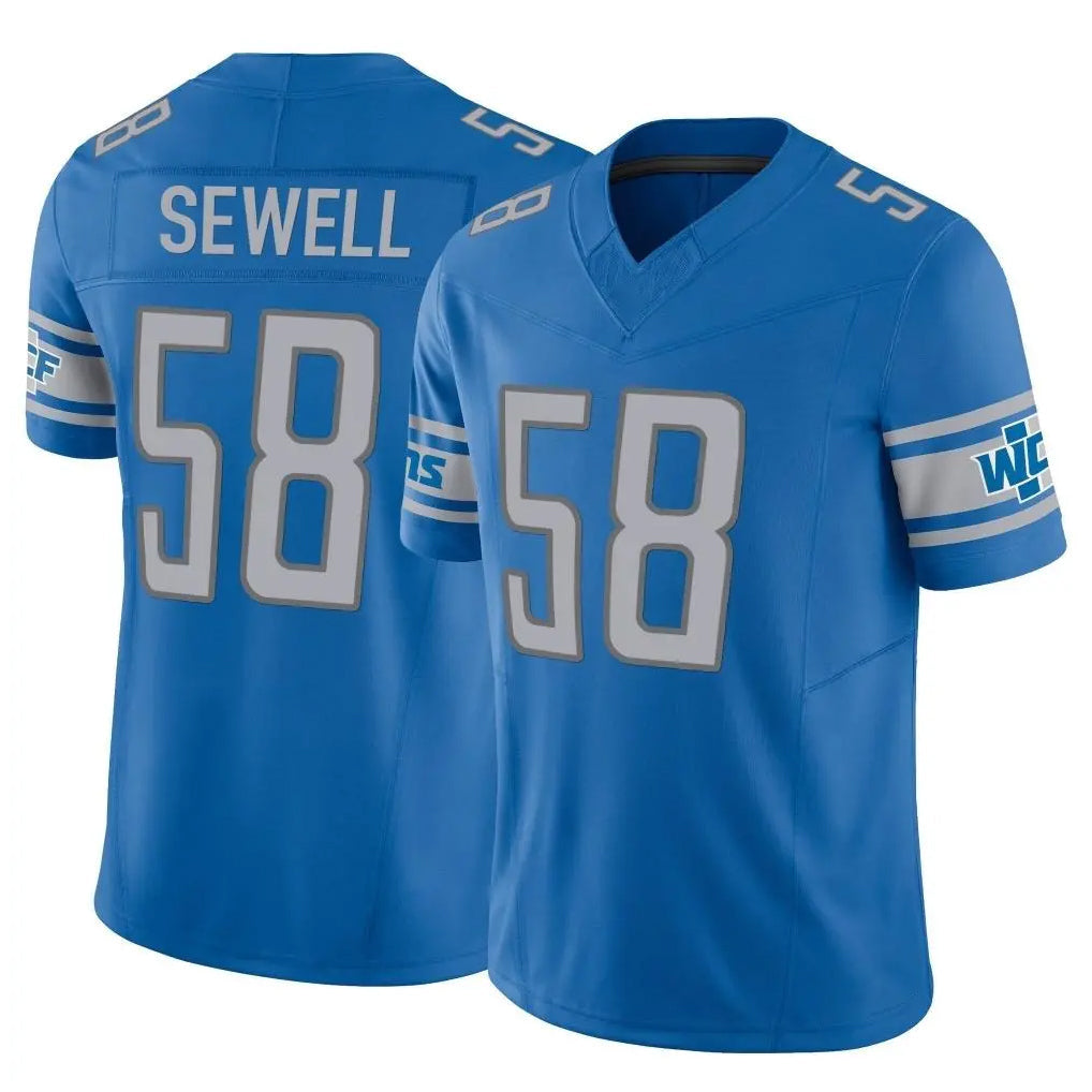 Johmsee D.Lions #58 Penei Sewell Player Blue Vapor F.U.S.E. Limited Home Game Stitched Jerseys