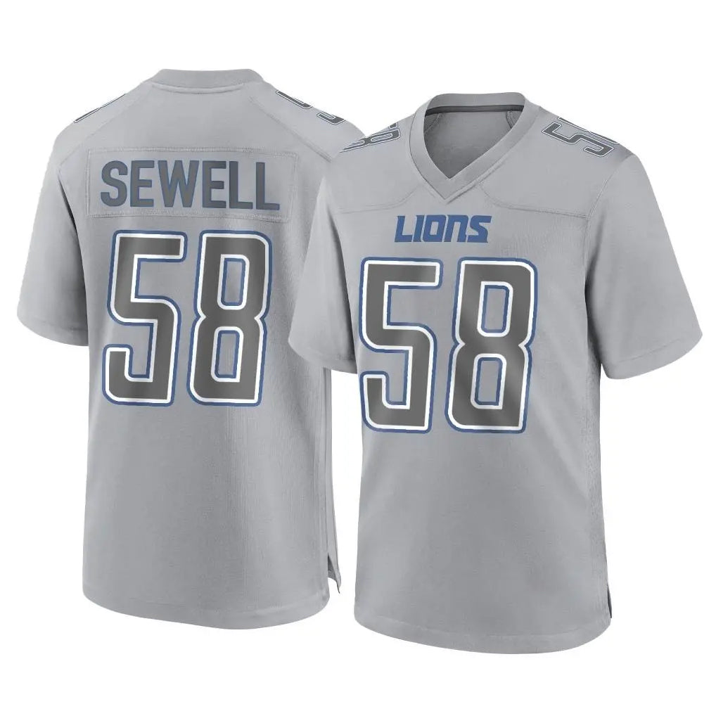 Johmsee D.Lions #58 Penei Sewell Player Gray Atmosphere Fashion Home Game Stitched Jerseys