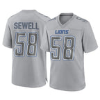 Johmsee D.Lions #58 Penei Sewell Player Gray Atmosphere Fashion Home Game Stitched Jerseys