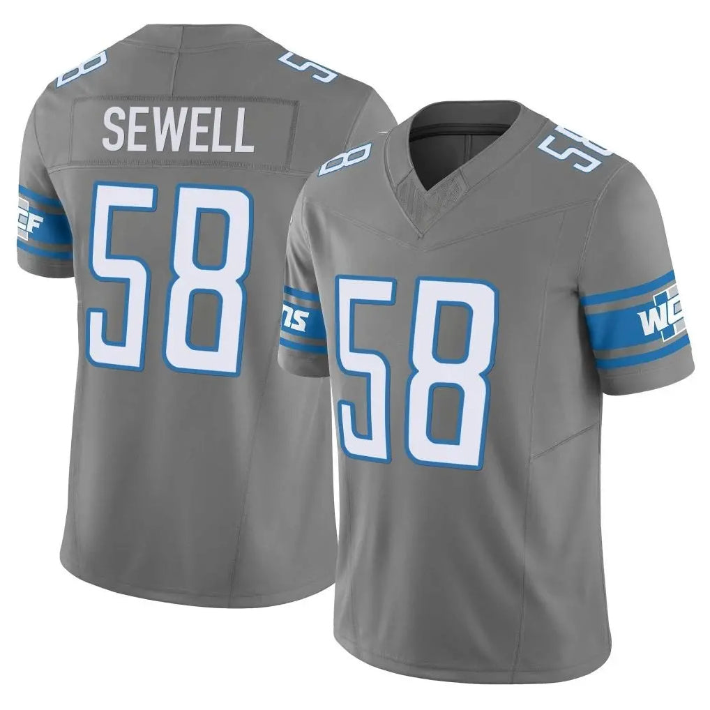Johmsee D.Lions #58 Penei Sewell Player Gray Vapor F.U.S.E. Limited Home Game Stitched Jerseys