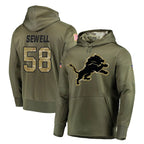 Johmsee D.Lions #58 Penei Sewell Player Olive Salute to Service Pullover Hoodies Home Game Stitched Jerseys