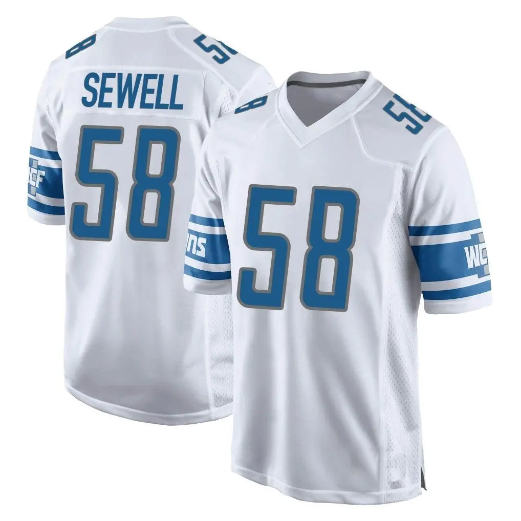 Johmsee D.Lions #58 Penei Sewell Player White Home Game Stitched Jerseys