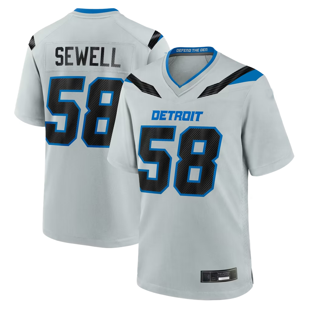 Johmsee D.Lions #58 Penei Sewell Silver 2026 Rivalries Collection Game Stitched Jerseys