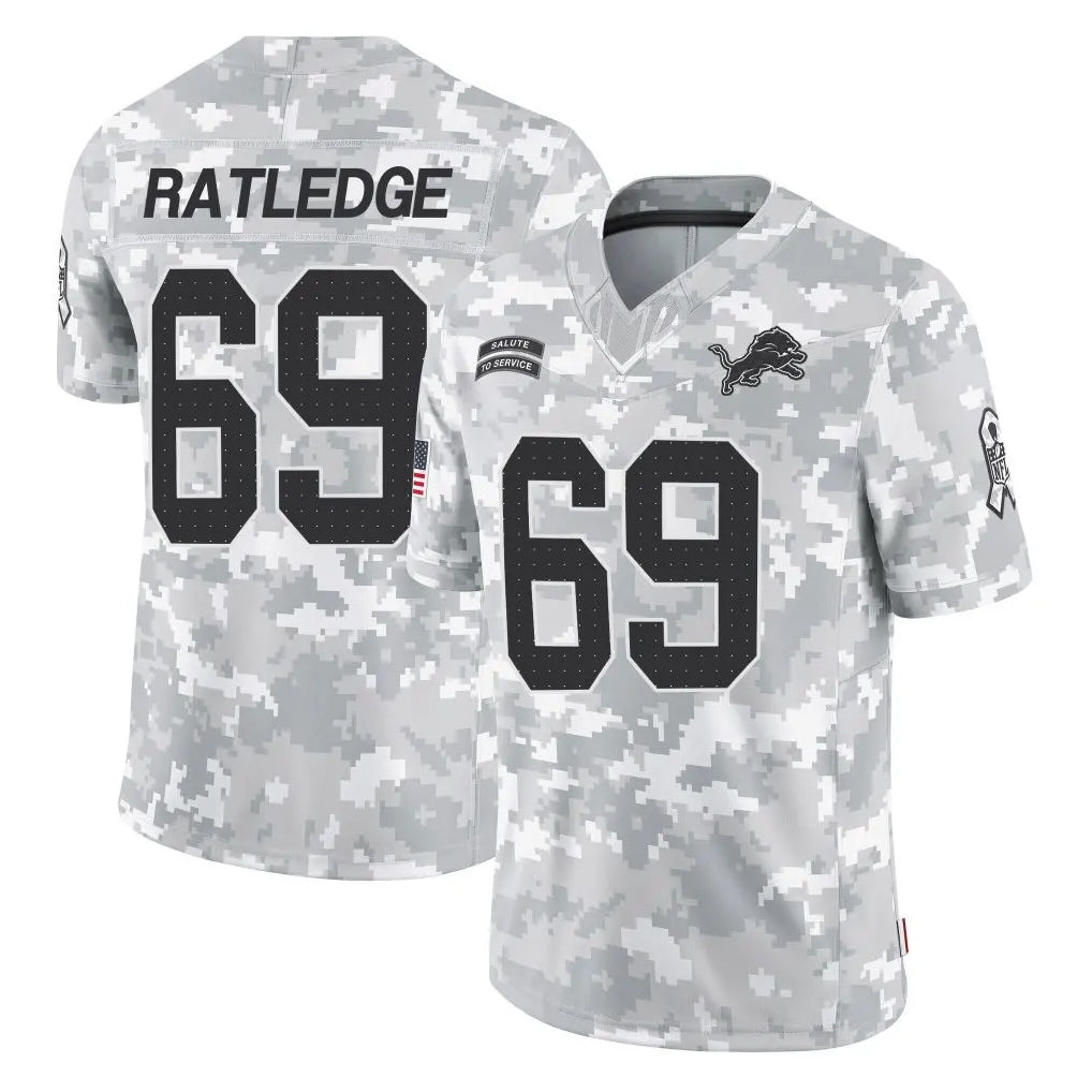 Johmsee D.Lions #69 Tate Ratledge Player Arctic Camo Salute To Service Limited Stitched Jerseys