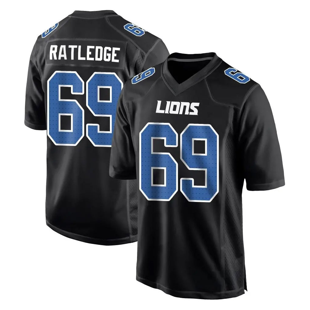 Johmsee D.Lions #69 Tate Ratledge Player Black Fashion Home Game Stitched Jerseys