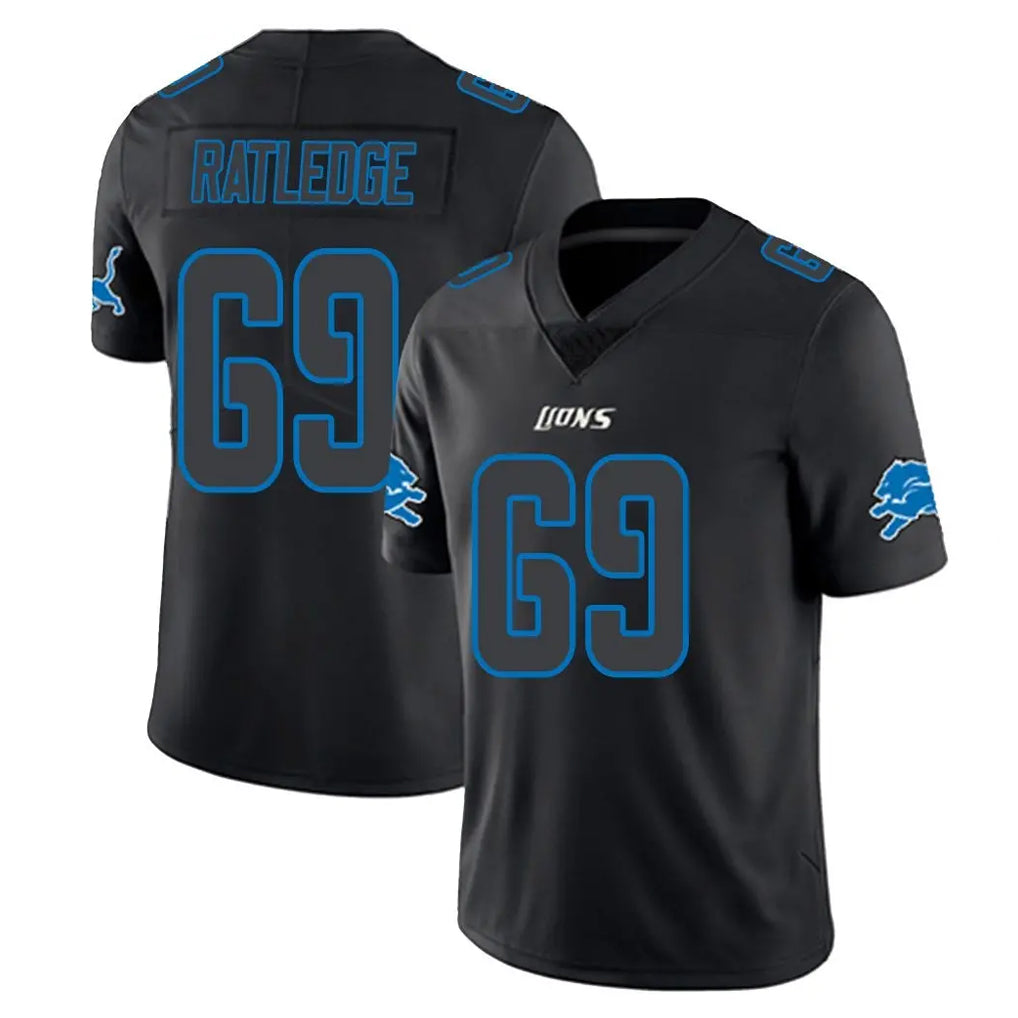 Johmsee D.Lions #69 Tate Ratledge Player Black Impact Limited Home Game Stitched Jerseys