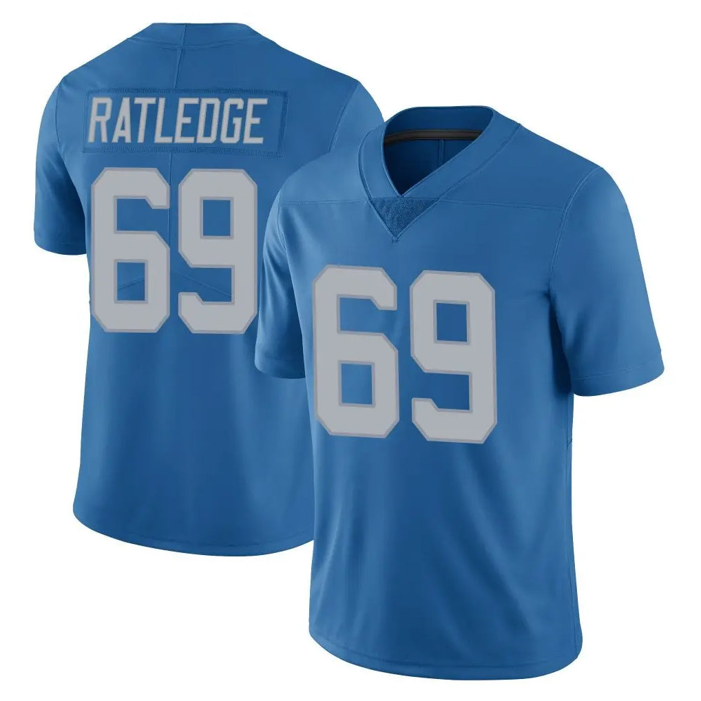Johmsee D.Lions #69 Tate Ratledge Player Blue Limited Throwback Vapor Untouchable Stitched Jerseys