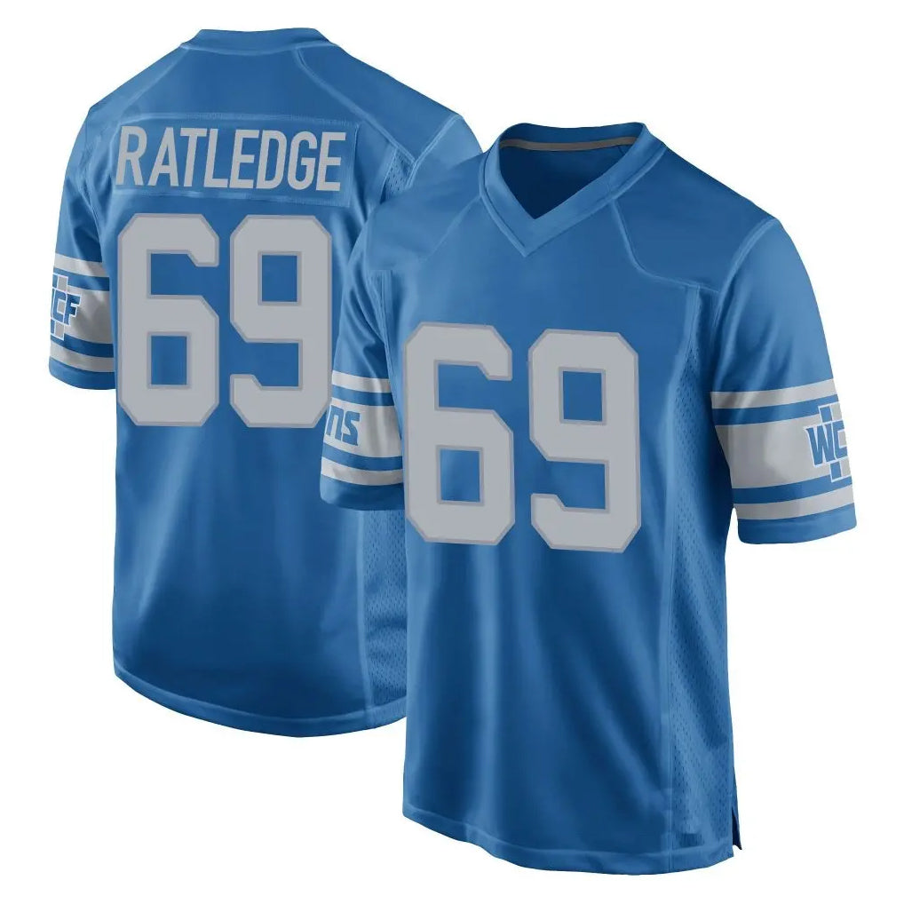 Johmsee D.Lions #69 Tate Ratledge Player Blue Vapor Untouchable Throwback Game Stitched Jerseys