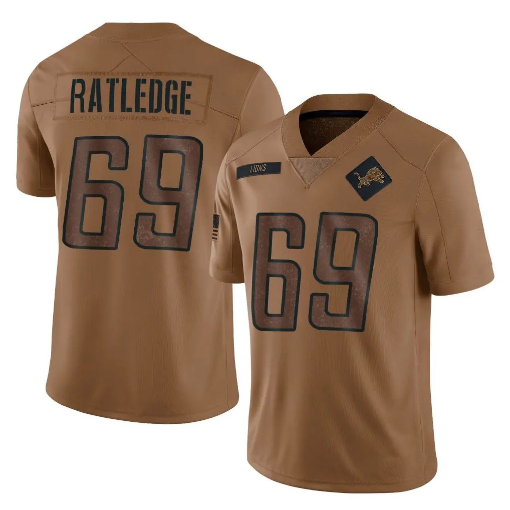 Johmsee D.Lions #69 Tate Ratledge Player Brown Salute To Service Limited Stitched Jerseys