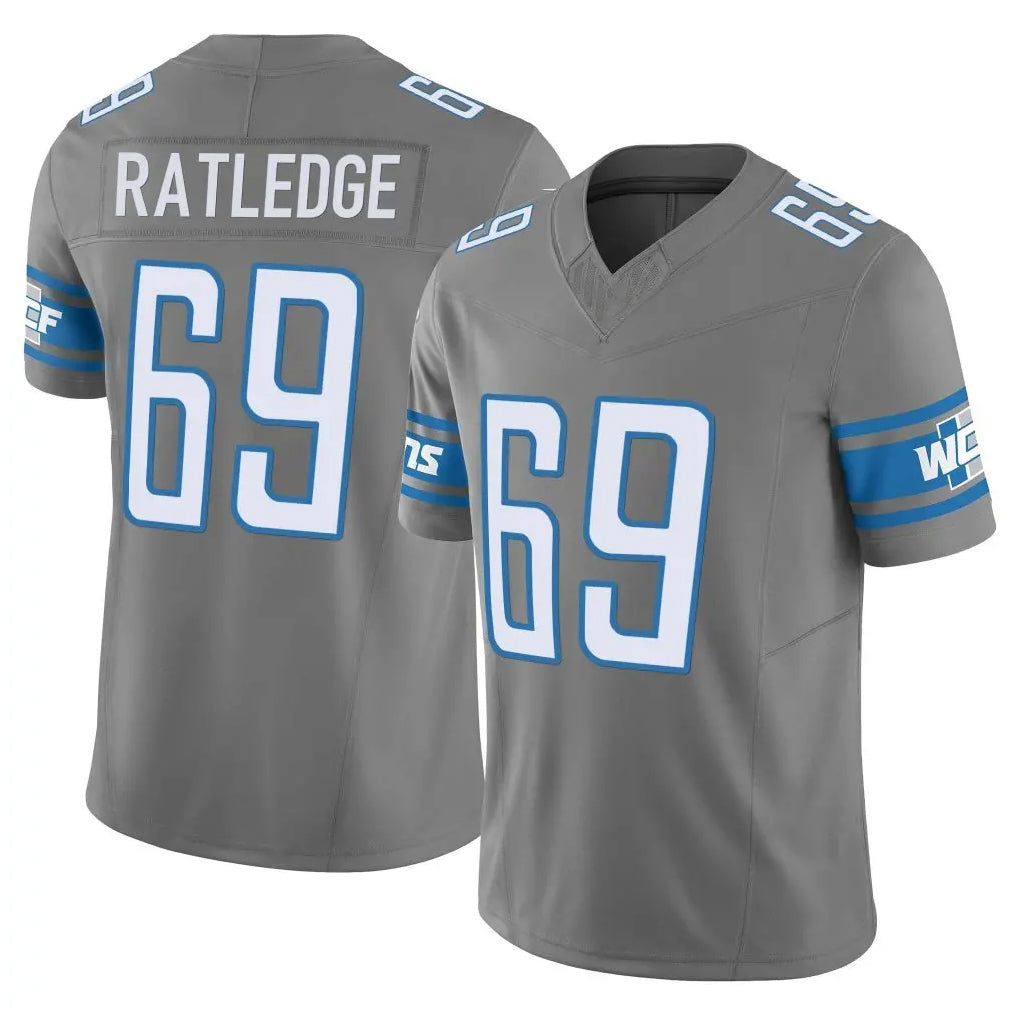 Johmsee D.Lions #69 Tate Ratledge Player Gray Vapor F.U.S.E. Limited Home Game Stitched Jerseys