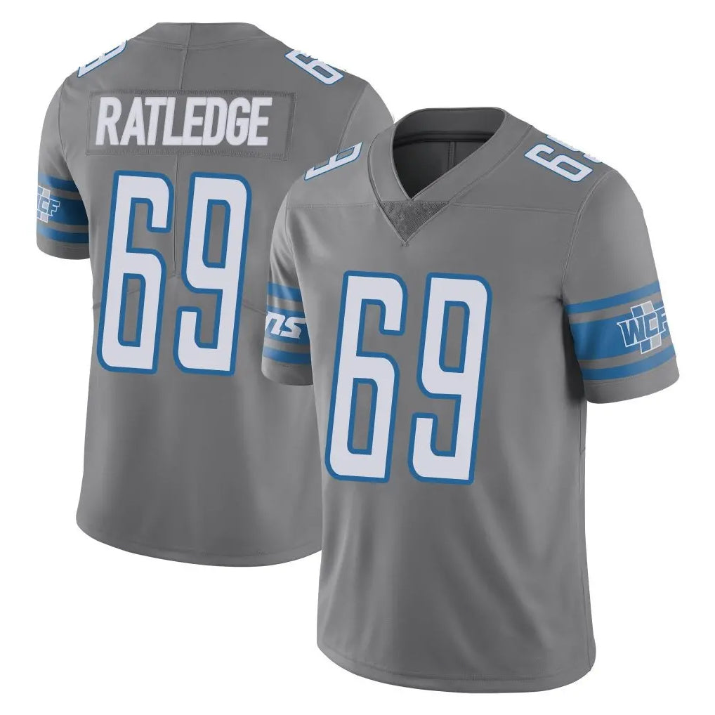 Johmsee D.Lions #69 Tate Ratledge Player Gray Vapor Untouchable Limited Home Game Stitched Jerseys